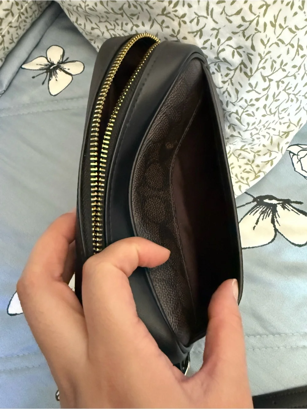 Coach Dark Brown Signature Crossbody Camera Bag